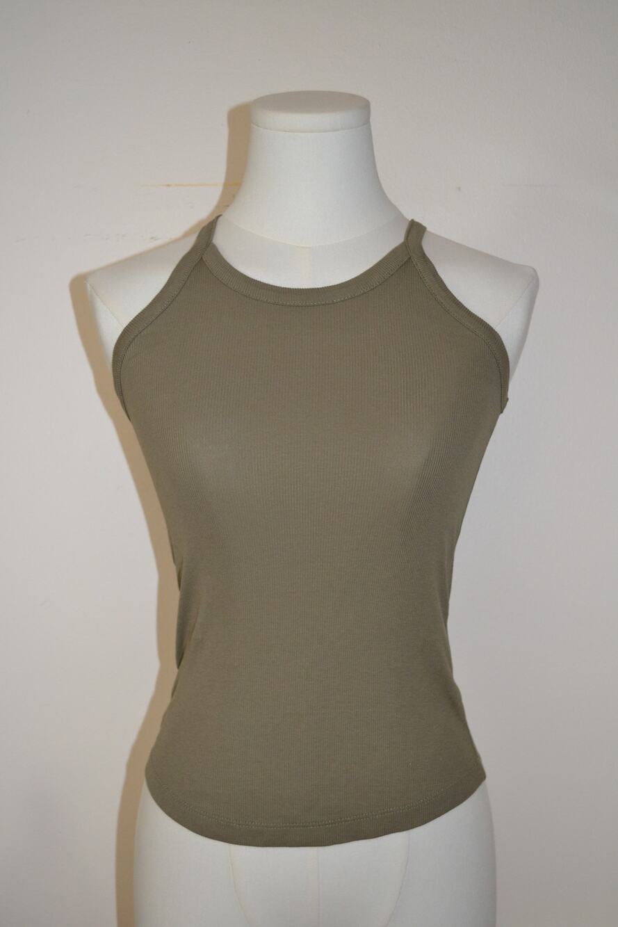 Madewell Basic High Neck Sage Green Tank Top Size XS Layering Basics Essentials